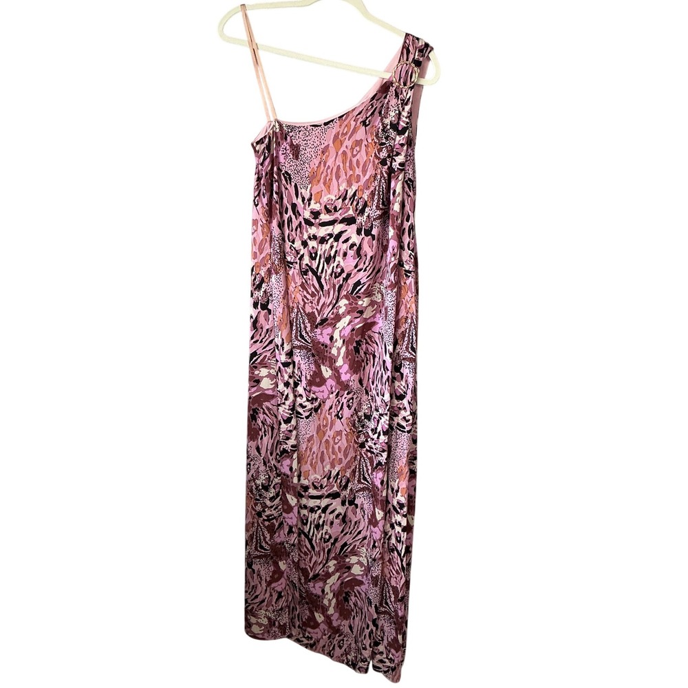 Laundry by Shelli Segal Pink Animal Print One‎ Shoulder Maxi Dress Size 8
